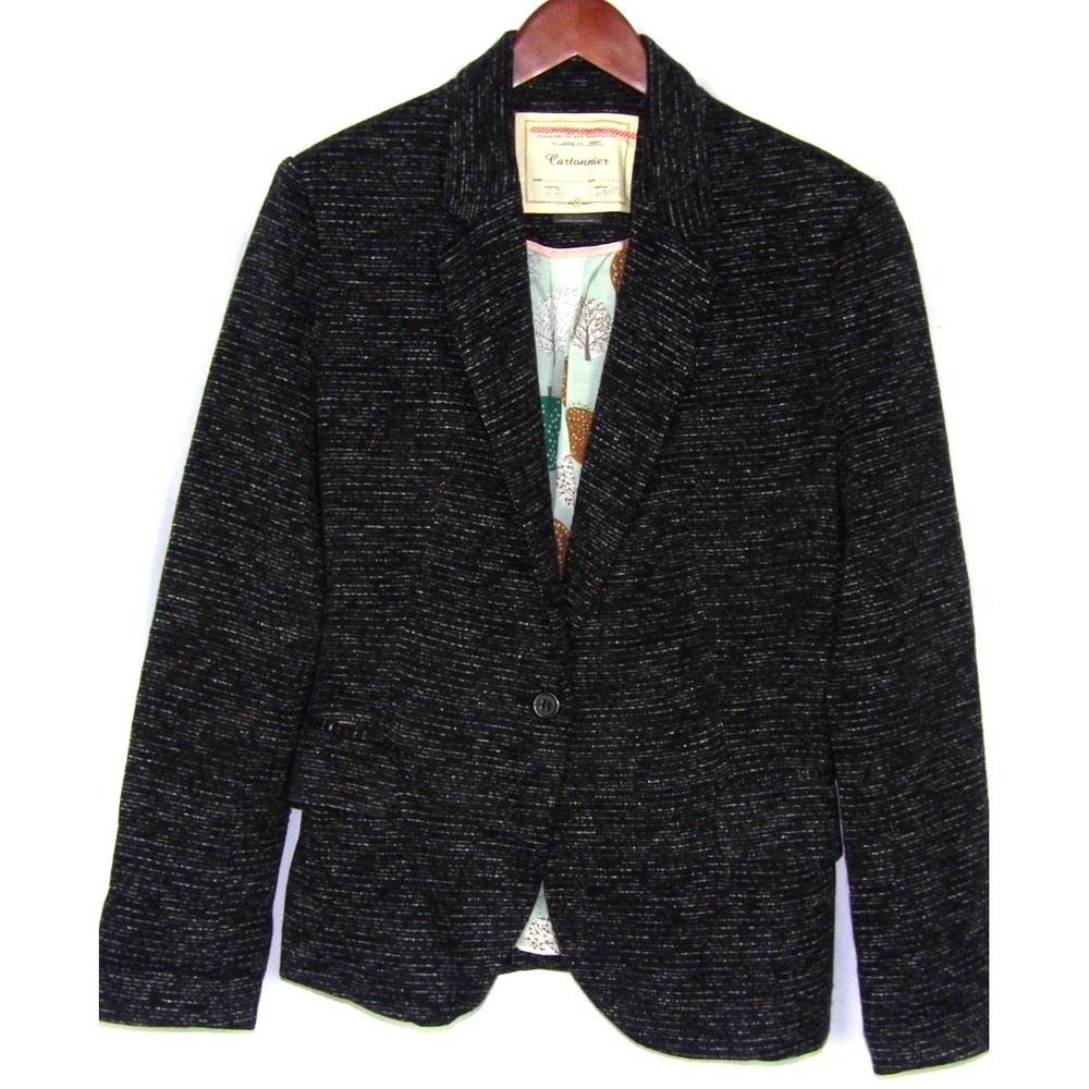 Anthropologie CARTONNIER 1 Button Dark Gray Office Blazer Women's Medium